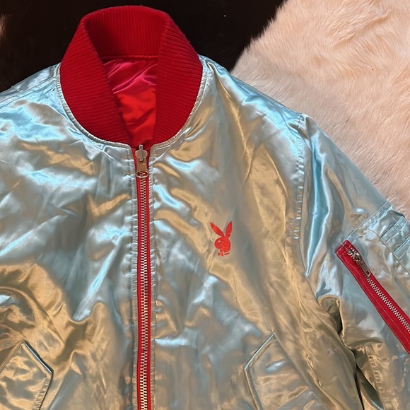 Reversible Y2K Playboy MA-1 Bomber Jacket - Picture 2 of 9